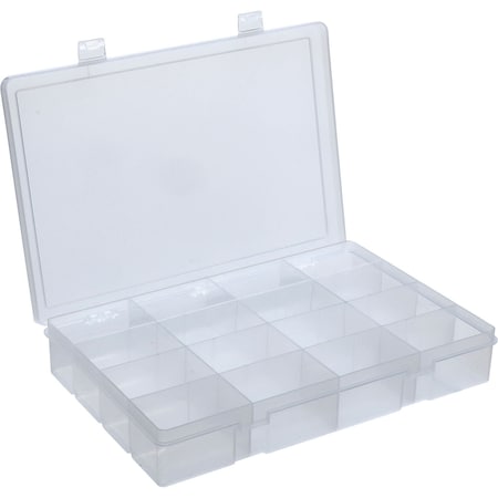 Durham Mfg Durham Large Plastic Compartment Box, 16 Compartments, 13-1/8x9x2-5/16 LP16-CLEAR